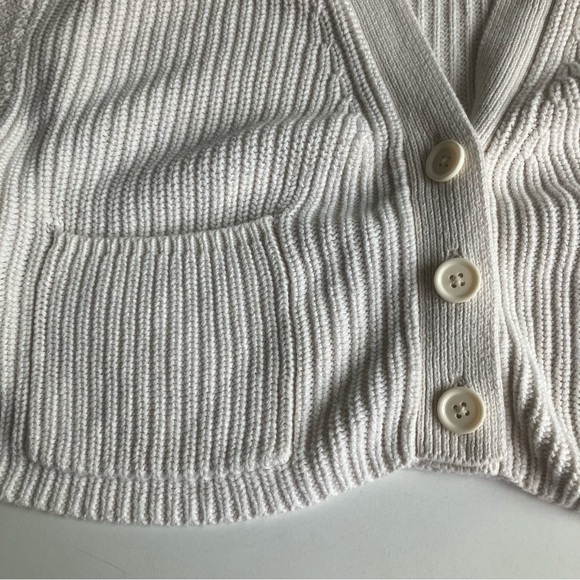 Gap Kids Shaker Stitch Cropped Cardigan Sweater Size 8 M Ivory Frost 100% Cotton - Picture 6 of 11